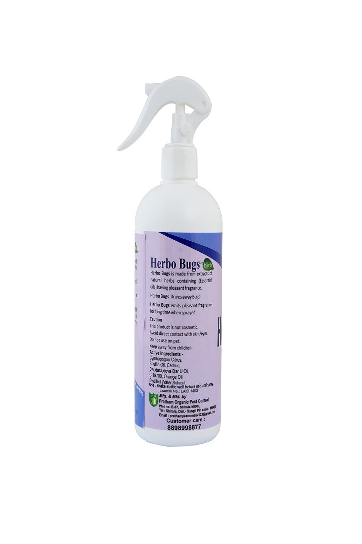 Pratham Organic Herbo Bug Home Care Spray 500ml | Plant Based Essential Oil Formula | Ready To Use Fabric & Surface Spray | Lemongrass, Citronella & Orange Oil