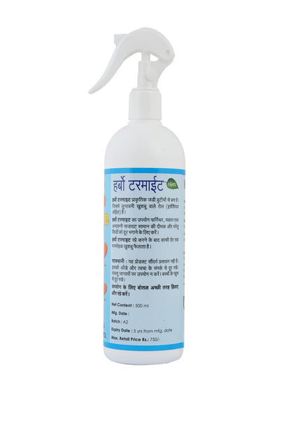Pratham Organic Herbo Termite Spray 500ml | Plant Based Essential Oil Formula | Ready To Use Herbal Home Care Spray | Lemongrass, Orange & Citronella Oil Blend