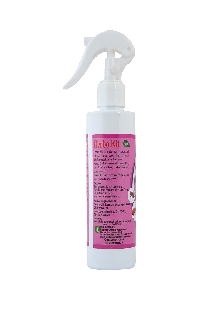 Pratham Organic Herbo Kit Spray 160ml | Plant Based Essential Oil Formula | Ready To Use Herbal Spray | Lemongrass, Neem & Orange Oil Blend