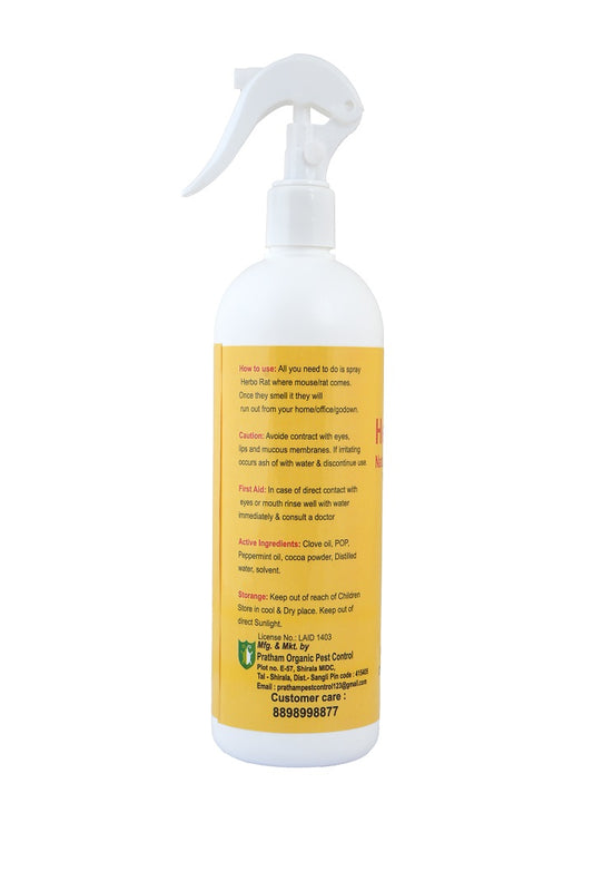 Pratham Organic Herbo Rat Spray | Plant-Based Home Care Spray | Essential Oil Formula | Ready to Use | 500 ml