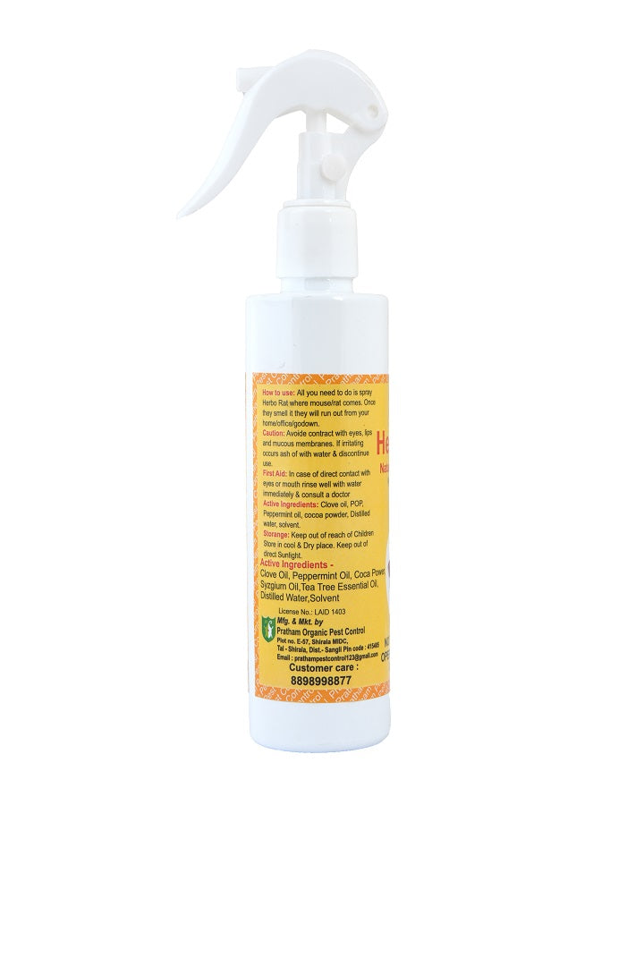 Pratham Organic Herbo Rat Spray | Plant-Based Home Care Spray | Essential Oil Formula | Ready to Use | 160 ml