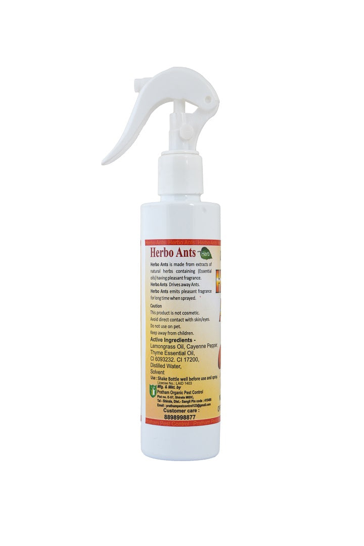Pratham Organic Herbo Ant Spray 160ml | Plant Based Essential Oil Formula | Ready To Use Herbal Home Care Spray | Lemon Eucalyptus, Citronella & Orange Oil Blend