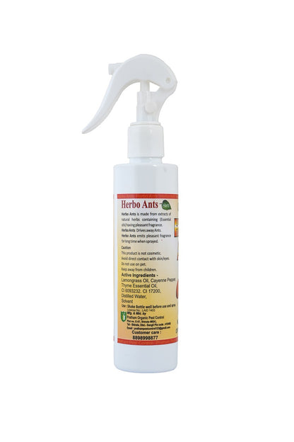 Pratham Organic Herbo Ant Spray 160ml | Plant Based Essential Oil Formula | Ready To Use Herbal Home Care Spray | Lemon Eucalyptus, Citronella & Orange Oil Blend