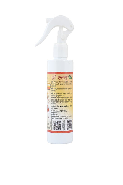 Pratham Organic Herbo Ant Spray 160ml | Plant Based Essential Oil Formula | Ready To Use Herbal Home Care Spray | Lemon Eucalyptus, Citronella & Orange Oil Blend
